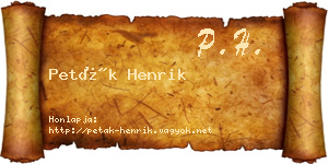 Peták Henrik névjegykártya